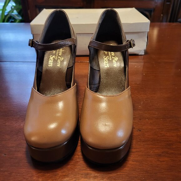 Andrew Pierre Sears Vintage Wedge Shoe Ankle Strap (Fits size 6.5) - Picture 5 of 12